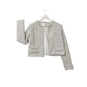 Love & Liberty Tweed Style Light White and Black Squares Details Jacket M